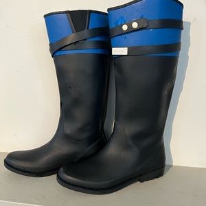 Tommy Hilfiger rain boots black blue size 7